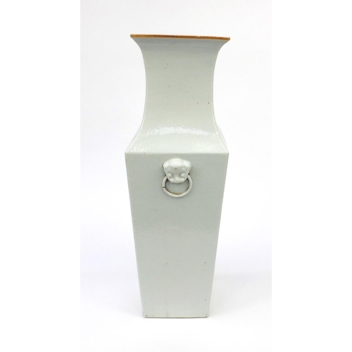 559 - Oriental Chinese porcelain celadon glazed stoneware vase with animalia handles, 58cm high