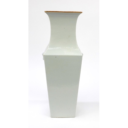 559 - Oriental Chinese porcelain celadon glazed stoneware vase with animalia handles, 58cm high