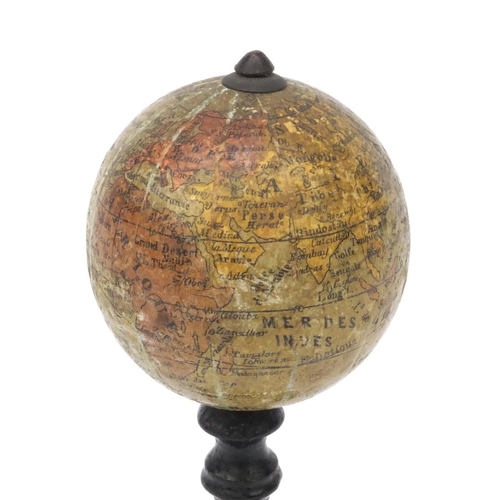 37 - Novelty wooden rotating desk globe, 13cm high