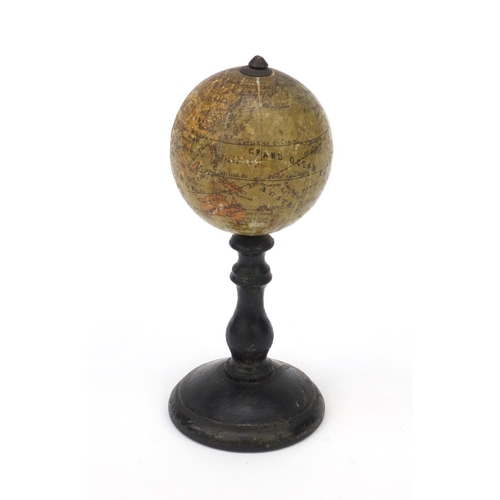 37 - Novelty wooden rotating desk globe, 13cm high