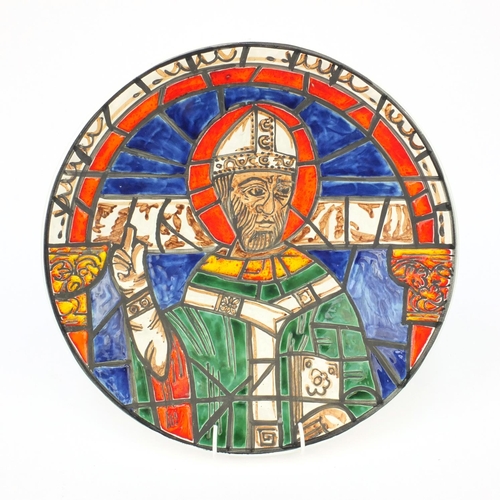 910 - Large Poole Pottery charger commemorating The Thomas Becket Centenary 1170-1970 Canterbury, 41cm dia... 