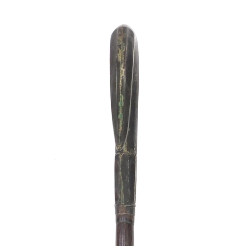 84 - Two silver topped walking sticks and a parasol including one in the form of a shepherd's crook, vari... 