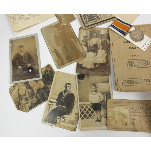 404 - Military interest sailor's ditty box relating to Burt Pope Stocker R.N. and his son, including a Wor... 