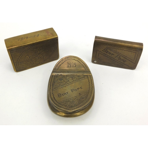 404 - Military interest sailor's ditty box relating to Burt Pope Stocker R.N. and his son, including a Wor... 