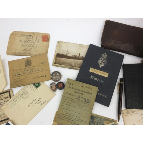 404 - Military interest sailor's ditty box relating to Burt Pope Stocker R.N. and his son, including a Wor... 