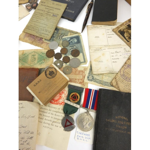 404 - Military interest sailor's ditty box relating to Burt Pope Stocker R.N. and his son, including a Wor... 