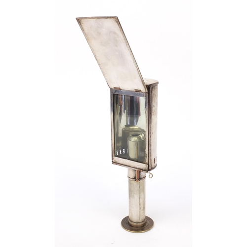 63 - 19th Century Sheffield plated railway interest gentleman's travelling lamp, 15cm high