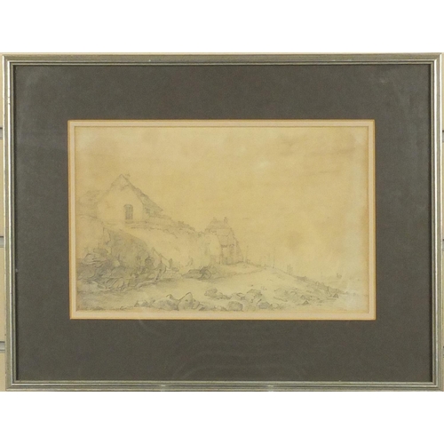 1325 - Framed pencil sketch of Old Eastbourne Seafront, signed etching of Beachy Head, watercolour of Holyw... 