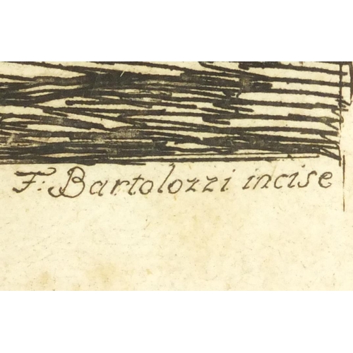 1329 - F. Bartolozzi black and white etching, together with two Bartolozzi prints including a coloured exam... 