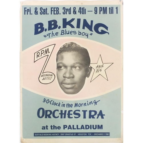 182 - Vintage B.B. King The Blues Boys Orchestra promotional music poster - At The Palladium, 46cm high