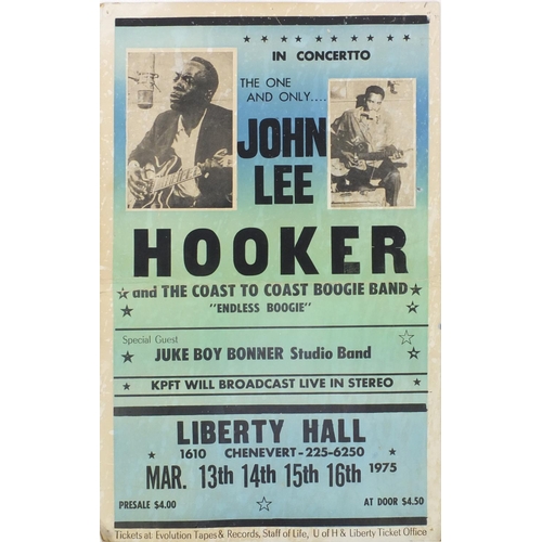 183 - 1970s John Lee Hooker promotional music poster - Liberty Hall Ticket Office, 56cm high