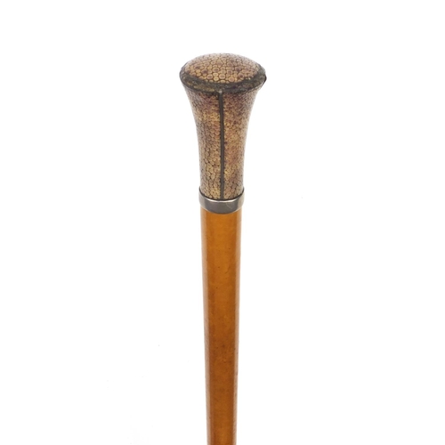 72 - Silver and shagreen topped Malacca walking cane, Turnbull & Asser, Jermyn Street, S.W., ESA London 1... 