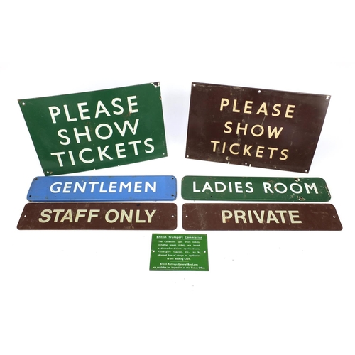 196 - Seven British Railways enamel signs including 'Ladies Room', 'Staff Only' and a British Transport Co... 