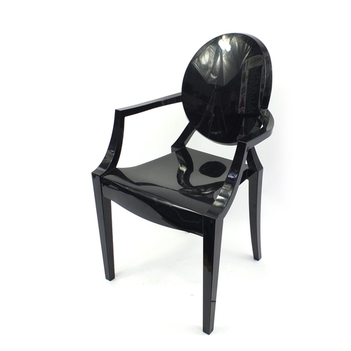 2032 - Black Louis Ghost design chair by Kartell, 93cm high