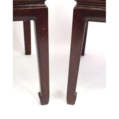 2031 - Three oriental Chinese Hardwood chairs all with Mother of Pearl inlay each 98cm tall