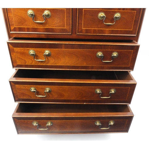 2023 - Inlaid mahogany five drawer chest of small proportions, 72cm high x 61cm wide x 37cm deep