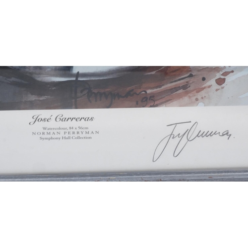 26 - Perryman pencil signed limited edition print - José Carreras, print 5/350, framed, 78cm x 51cm exclu... 