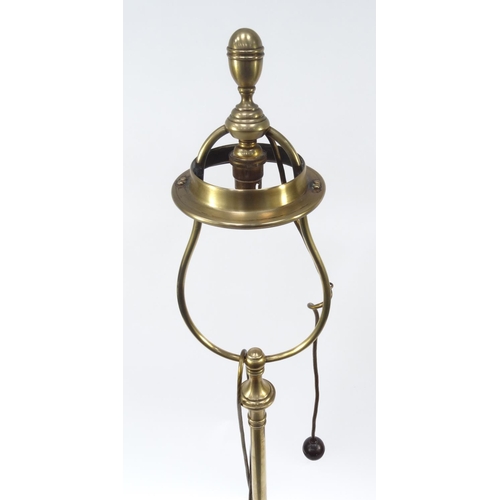 58 - Victorian brass standard lamp, 174cm high