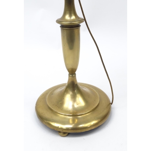 58 - Victorian brass standard lamp, 174cm high