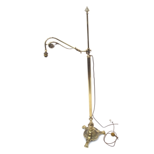 32 - Adjustable brass standard lamp, 148cm high
