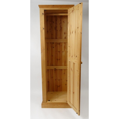 36 - Pine single wardrobe, 181cm high x 58cm wide x 54cm deep