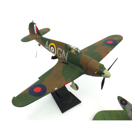 2618 - Group of five die cast Corgi aeroplanes including 70 years of The Spitfire, all with display stands,... 