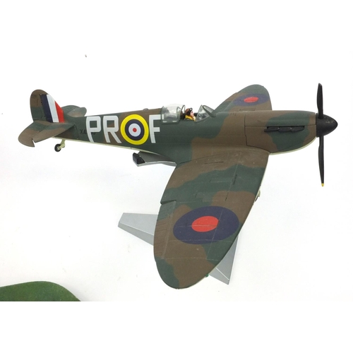 2618 - Group of five die cast Corgi aeroplanes including 70 years of The Spitfire, all with display stands,... 
