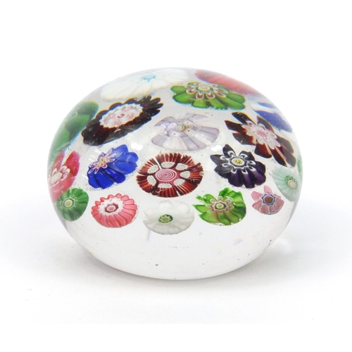 631 - 19th Century Clichy millefiori glass paperweight with colourful canes and signature 