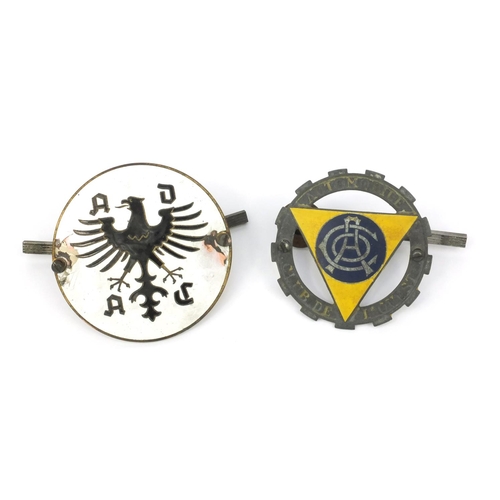 179 - Two vintage enamel car badges including an Automobile club de l'Ouest example and a German eample, t... 