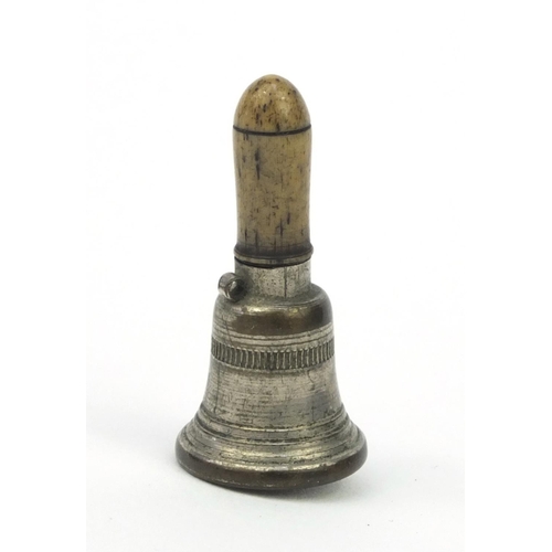 120 - Novelty propelling pencil in the form of a school bell, 4.5cm long when closed