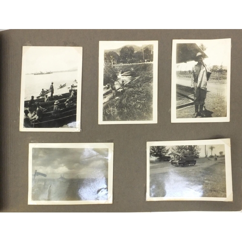 212 - Group of military interest photographs including an album with views of ships, wreckages, soldiers i... 
