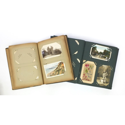222 - Two postcard albums containing postcards including topographical views and greetings cards