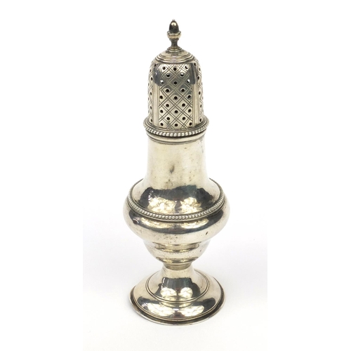 765 - 18th century baluster shaped caster, indistinct hallmarks, London 1783, 15cm high, approximately 84.... 