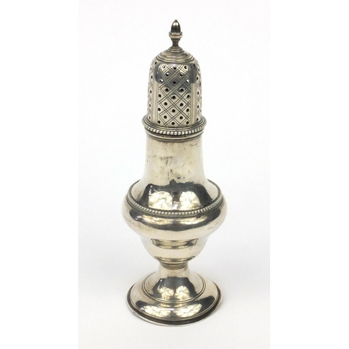 765 - 18th century baluster shaped caster, indistinct hallmarks, London 1783, 15cm high, approximately 84.... 