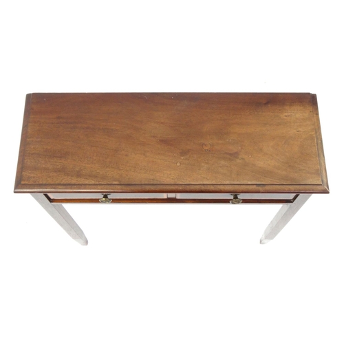 2051 - Inlaid mahogany side table with fitted with two frieze drawers, 66cm high x 67cm wide x 25cm deep