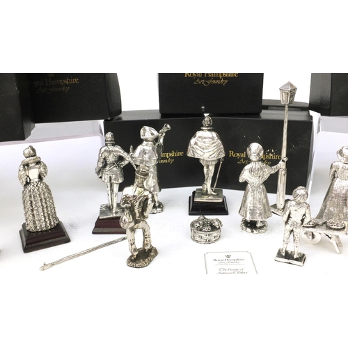 2270 - Collection of Royal Hampshire silver plated figures, including old street characters of bygone days,... 