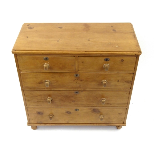 2020 - Victorian pine chest fitted with two short drawers above three long drawers, 94cm high x 93cm wide x... 