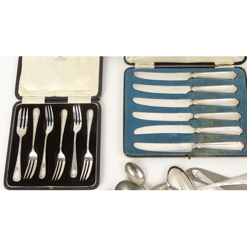 368 - Collection of mostly silver plated and stainless steel cutlery including boxed sets