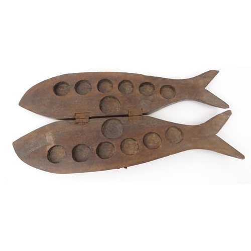 284 - Carved wooden fish tea light holder? 62cm long