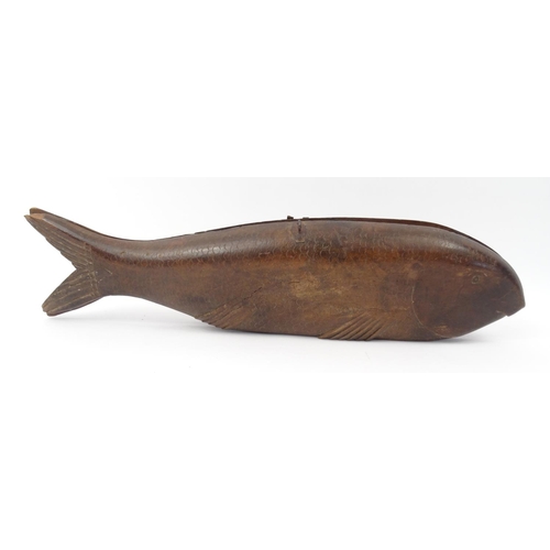 284 - Carved wooden fish tea light holder? 62cm long