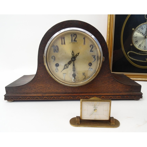 447 - Assorted clocks including Westminster chiming Napolean hat shaped example