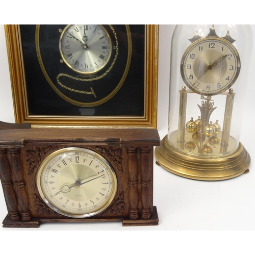 447 - Assorted clocks including Westminster chiming Napolean hat shaped example