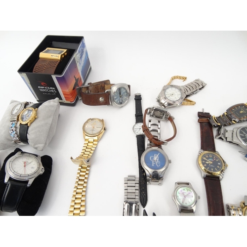 381 - Large selection of ladies and gentleman's wristwatches including Oris, Timex and Swatch examples