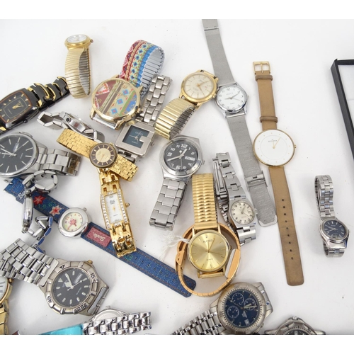 381 - Large selection of ladies and gentleman's wristwatches including Oris, Timex and Swatch examples