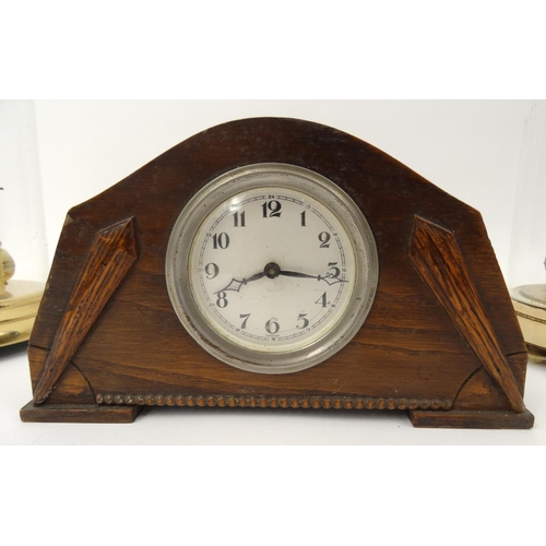 537 - Two brass anniversary clocks and an Art Deco clock - Drescott and Can