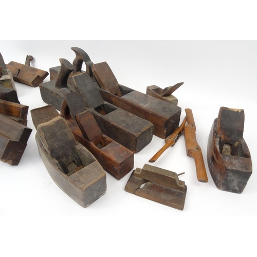 259 - Large collection of named S.Rogehs wood planes and shavers