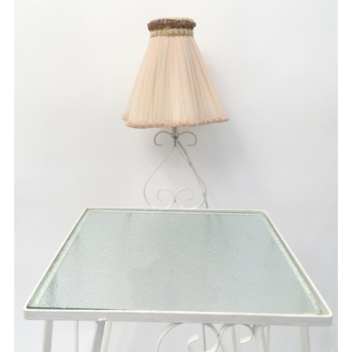 84 - Pair of metal and glass bedside tables with lamps