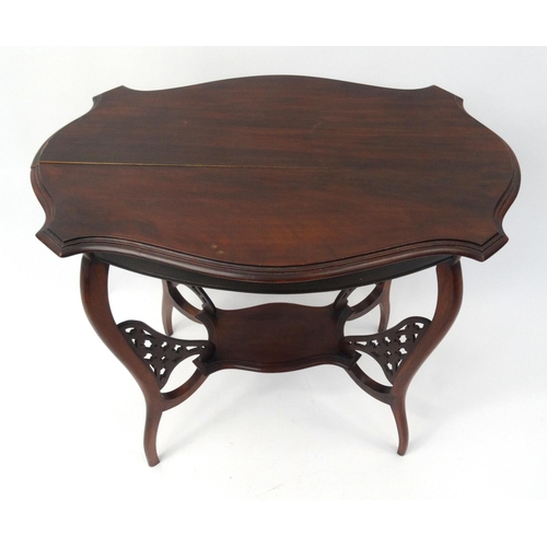 66 - Shaped mahogany occasional table with under tier, 70cm high x 69cm wide x 44cm deep