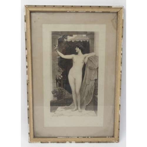 137 - Large pencil signed print of a classical nude female framed,  89cm x 59cm excluding the frame