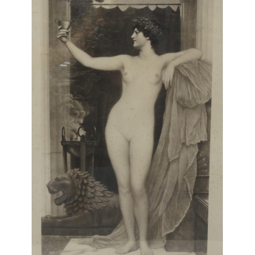 137 - Large pencil signed print of a classical nude female framed,  89cm x 59cm excluding the frame